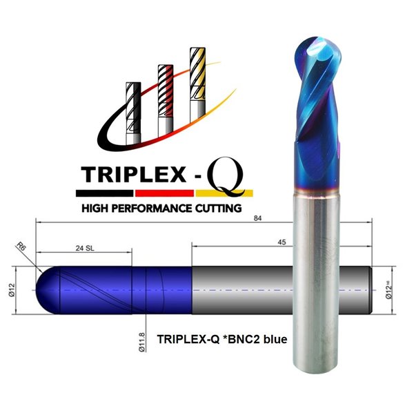 TRIPLEX-Q steel blue *BNC2 Ø 2,00 / R 1,00 - Ø 12,00 / R 6,00